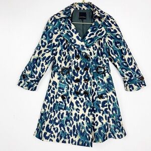 Nanette Lepore Leopard Print Trench Coat size 6